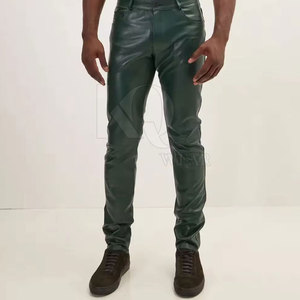 Pantalon décontracté pour homme en cuir moderne, taille mi-haute, léger, extensible, avec fermeture boutonnée, idéal pour le voyage et la pratique du vélo - Product Image 5