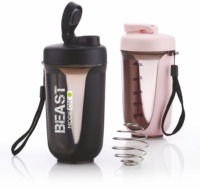 Bouteille shaker à protéines 500 ml avec couvercle à bille à ressort, sangle, tasse de sport pour la gym, shaker à bille mélangeuse