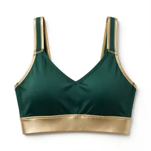 Soutien-gorge de sport Amkoor pour femme, vert olive, dos nageur, sans armatures, bonnet complet, en Spandex et Polyester, extensible dans les quatre sens, tricoté, séchage rapide - Product Image 1