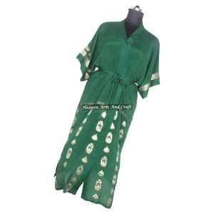 KL007 2026 Summer Collection Blended Poly Silk Short Sleeve Vintage Sari Kimono Full Length Casual Wear Bohemian Winter Autumn - Product Image 5