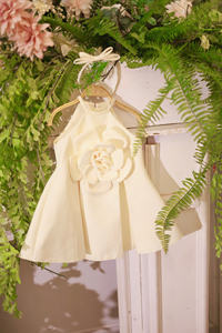 Robe de princesse mignonne à col halter brodée de fleurs pour filles, en gaze à sequins, écologique, pour usage quotidien et fêtes - Product Image 3