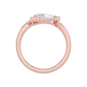 Bague en diamant de laboratoire taille marche, sertie demi-cerclée, marquise, ovale, pour femme, en or rose, or blanc, or jaune, diamant - Product Image 6