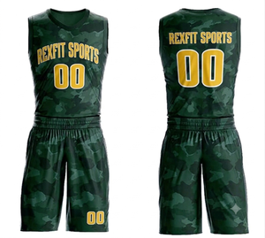 Ensemble de maillots de basket-ball unisexe REXFIT SPORTS, imprimé camouflage, évacuation de l'humidité, 100% polyester, coupe athlétique, adulte, toutes saisons - Product Image 2