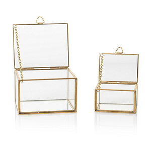 Vintage New Arrival Hot Sale Clear Glass Brass Border Rectangle Shape Jewelry & Cosmetic Storage Glass <b>Box</b> <b>Makeup</b> & Ring <b>Box</b> - Product Image 4