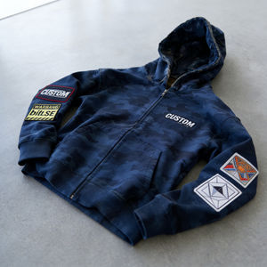 Sudaderas con Capucha Azul Marino Extra Grandes para Hombre, con Cierre, Estampado de Camuflaje, Parche con Insignia, Logotipo Personalizado, Bolsillo, Forro Polar, Estilo Casual Urbano - Product Image 5