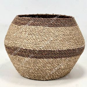 SPICE ROUTE - Cestas de Almacenamiento y Florero de Mimbre Ecológicos con Asa, Forma Geométrica para Decoración del Hogar - Product Image 5