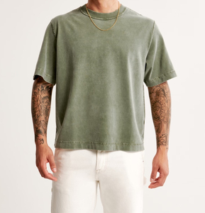 Camiseta de Hombre 100% Algodón Grueso OEM, Corte Regular, Estilo Holgado, Personalizable con Logotipo, Camiseta Lisa Gruesa - Product Image 1