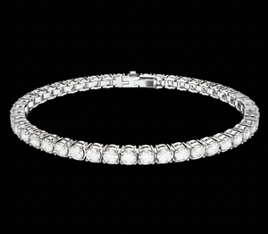 Pulsera de tenis de plata de ley 925 con moissanita y diamantes, chapada en rodio, estilo hip hop, para fiesta - Product Image 1