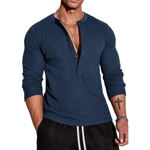 เสื้อยืดวาฟเฟิลถักแขนเต็มพรีเมี่ยมแบบนิ่มเสื้อผ้าแฟชั่นแบบลำลอง - Product Image 1