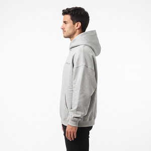 Sudadera con Capucha de Algodón para Hombre, Estilo Urbano, Personalizada al por Mayor, con Pedrería, Color Gris - Product Image 3