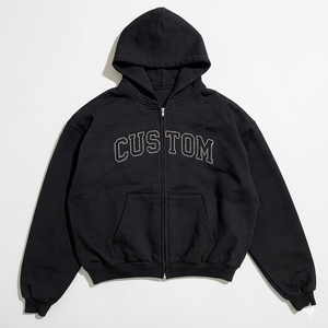Sudadera con capucha personalizada para hombre, color verde azulado oscuro, con cremallera, estilo urbano, de algodón grueso, con capucha, para unisex. - Product Image 2