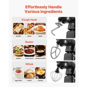 Impastatrice Planetaria 5QT in Acciaio Inox con 10+ Velocità e Testa Inclinabile, Frusta a Gancio e Frusta a Filo, Mixer da Cucina con 5+ Velocità - Product Image 2