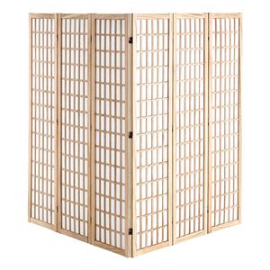Divisorio Pieghevole in Legno Stile Giapponese a 6 Pannelli, Paravento Portatile per Interni con Decorazioni Artistiche, Leggero e Facile da Spostare - Product Image 1