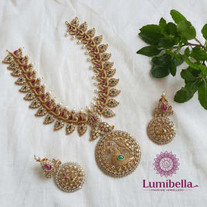 Peacock and for Mango Matte Haram Fashion Jewelry Set - Product Image 2