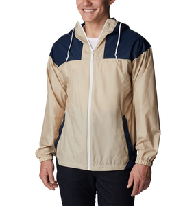 Men's Hooded Windproof Color Blocking <b>Jacket</b> Casual Spring Outerwear Zipper Front Beige Navy Polyester - Product Image 1