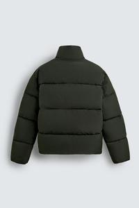 <b>Men's</b> Black Stand Collar Puffer <b>Jacket</b> Windproof Thick Winter Casual Zipper Coat Regular Fit Solid Color Polyester - Product Image 2