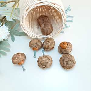 Furniture <b>hardware</b> handles & knobs direct supply from factory handwoven rattan handle knob - Product Image 4