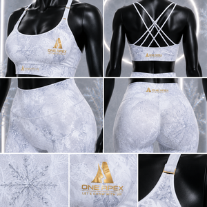 Custom Women Snowflake Yoga Set <b>Flare</b> <b>Leggings</b> Sports Bra Winter Fitness Activewear Workout Clothing Set - Product Image 6