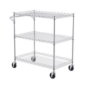 Carrello di Servizio a 3 Ripiani per Cucina, Capacità 300 kg, in Acciaio, con Ruote, Carrello Portaoggetti in Metallo - Product Image 4