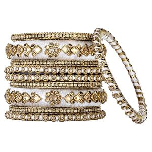 Gold Plated Faux Handmade Kundan Studded Blue Silk Thread Ethnic Bangles Jewellery for Women Fashion Bangles For Girls Festive - Product Image 4