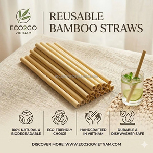 Pailles en bambou bio du Vietnam : écologiques, durables et réutilisables, logo personnalisé disponible pour les bubble tea, choix idéal pour la vente en gros. - Product Image 2