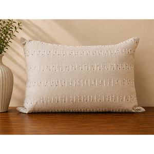 Luxury 100% Linen Embroidered <b>Cushion</b> <b>Cover</b> with Scalloped Edge | Premium Decorative Throw Pillow <b>Cover</b> - Product Image 3