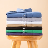 Kemeja Pria 100% Katun Warna Solid Lengan Panjang Kerah Turn-down Kancing Depan Kemeja Formal Bisnis Untuk Pria