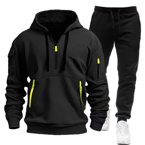 Ensemble de survêtement en coton PREDATEX INDUSTRIES à capuche, demi-zip, avec cordon de serrage, léger, antistatique, uni, décontracté, pour hommes et femmes - Product Image 3