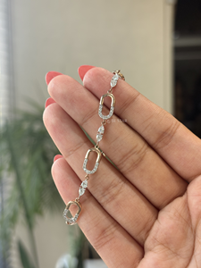 สร้อยข้อมือเพชรทรงลูกแพร์ QUBE STAR รุ่นร่วมสมัย ทอง 14K เพชรเพาะเลี้ยง 1.50 กะรัต ดีไซน์แบบ Paperclip Station Link สำหรับผู้หญิง สไตล์มินิมอล เหมาะเป็นของขวัญ - Product Image 2