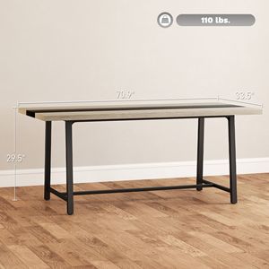 Tavolo da Cucina Industriale per 8 Persone, Tavolo da Pranzo Allungabile da 180 cm con Ampio Piano Grigio e Gambe in Acciaio per Sala da Pranzo - Product Image 3