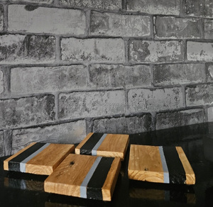 <b>Square</b> Shape Premium Quality Wood Resin Handcrafted Coaster Natural Edges Durable Party Theme for Kitchen Countertop <b>Set</b> 4 Box - Product Image 5