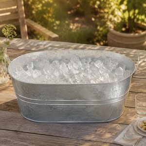 Cubo de Hielo de Acero Galvanizado con Asas Laterales, Recipiente de Almacenamiento de Metal Plateado para Enfriar, Servir Comida en el Hogar, Cocina, Fiestas y Mesa - Product Image 5