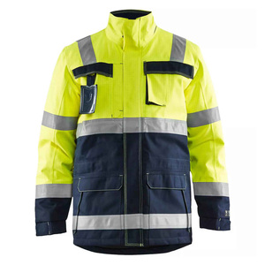 High Vis Safety Jacket Reflective Stripes Wind Resistant Fabric Lightweight Outdoor Workwear <b>Construction</b> Security - Product Image 1