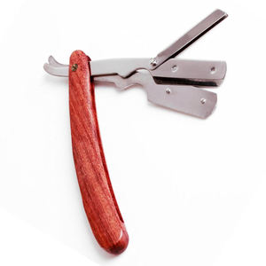 มีดโกนหนวดสำหรับช่างตัดผม ด้ามไม้ สแตนเลส - Product Image 2