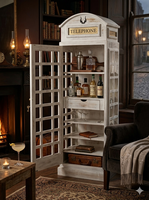 Meuble de bar en forme de cabine téléphonique en bois