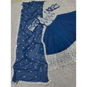 Vestido Anarkali de Diseñador con Hermosa Dupatta, Talla XL, Poliéster, para Fiestas - Product Image 5