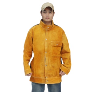 High Performance Heavy Duty Cowhide Split Leather Welding <b>Jacket</b> Reflective Safety Body Protection Construction <b>Workers</b> Welders - Product Image 1