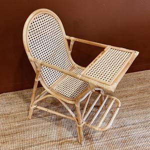 Silla de alimentación de mimbre para bebés, sillas altas plegables de madera maciza para bebés y niños, trona alimentadora para niños - Product Image 5