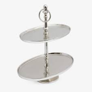 Support à gâteau à 2 étages en argent plaqué, design luxueux et élégant, parfait pour présenter des pâtisseries et des cupcakes, à prix avantageux - Product Image 6