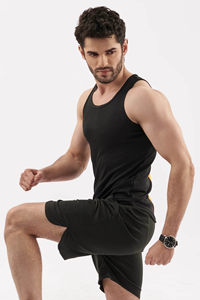 Best Selling Knitted Cotton Hip Hop Breathable Tank Top <b>Men's</b> Gym Training Oversized Fitness <b>Ribbed</b> Compression <b>Vest</b> Custom Logo - Product Image 4