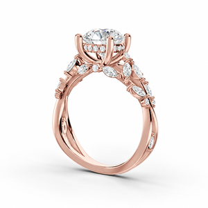 Bague de fiançailles en diamant de laboratoire certifié IGI, taille marquise, avec pierres latérales en forme de feuille, plaqué rhodium, or 10K 14K 18K, argent 925 935 - Product Image 3