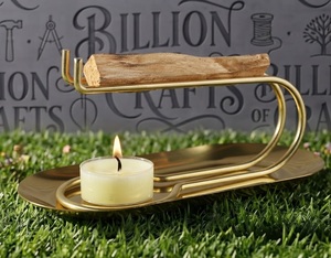 Brûleur d'encens en laiton avec support en bois pour bâtonnets, diffuseur d'aromathérapie pour la décoration intérieure et la méditation - Product Image 1