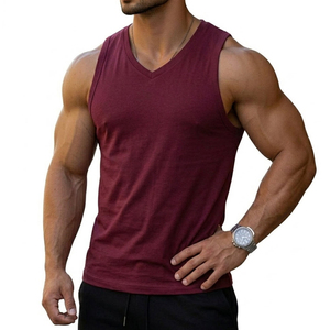 Débardeur Homme Col V Streetwear Personnalisable avec Logo – Vêtement de Sport Décontracté et Athlétique Sans Manches pour Hommes – Prix de Gros - Product Image 1