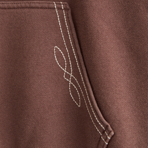 Sweat à capuche oversize personnalisé avec empiècements patchwork et manches bandana, en molleton de coton épais, style streetwear western - Product Image 4