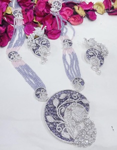 Conjunto de Collar y Pendientes Étnicos de Latón Chapado en Oro de Primera Calidad con Circonitas, Joyería para Mujer, Regalo de Boda, Compromiso, Fiesta - Product Image 3