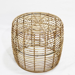 Trending Eco-Friendly Natural Rattan Minimalist <b>Round</b> Coffee <b>Table</b>-Durable Metal Frame Living Room <b>Patio</b> Accent <b>Table</b> - Product Image 4