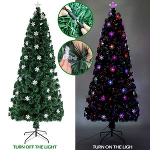 Árbol de Navidad Artificial Preiluminado de 2.1 m con Luces de Fibra Óptica Multicolores, 290 Ramas, Adorno Navideño, Decoración de Navidad - Product Image 3
