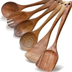 Cuillère de service en bois de qualité supérieure, ustensile de cuisine en bois naturel, outil de cuisson, de mélange et de service, durable, sans danger pour les aliments, pour un usage quotidien - Product Image 5