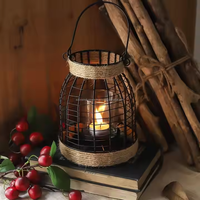 Fabricant en gros vintage en fer forgé nordique portable bougie lanterne chandelier pour la décoration de la maison pour Noël