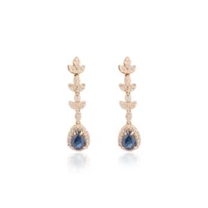 Boucles d'oreilles pendantes en or massif 14 carats avec rubis et perles - Design tendance religieux chrétien en forme de boule - Product Image 2